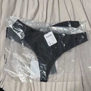 Free People Black Lace Thong set of two